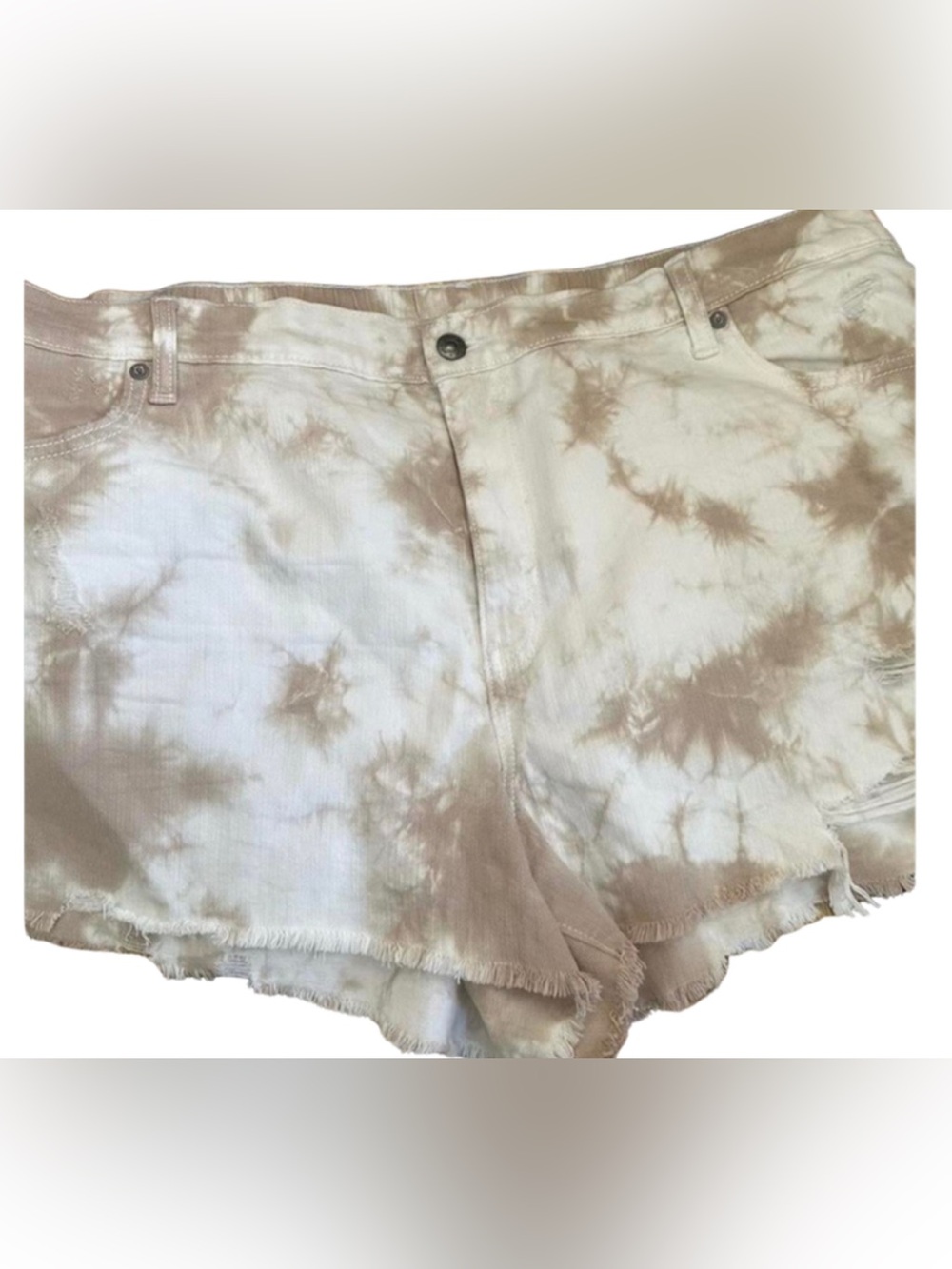Aerie Daydream white and tan tie dye denim shorts